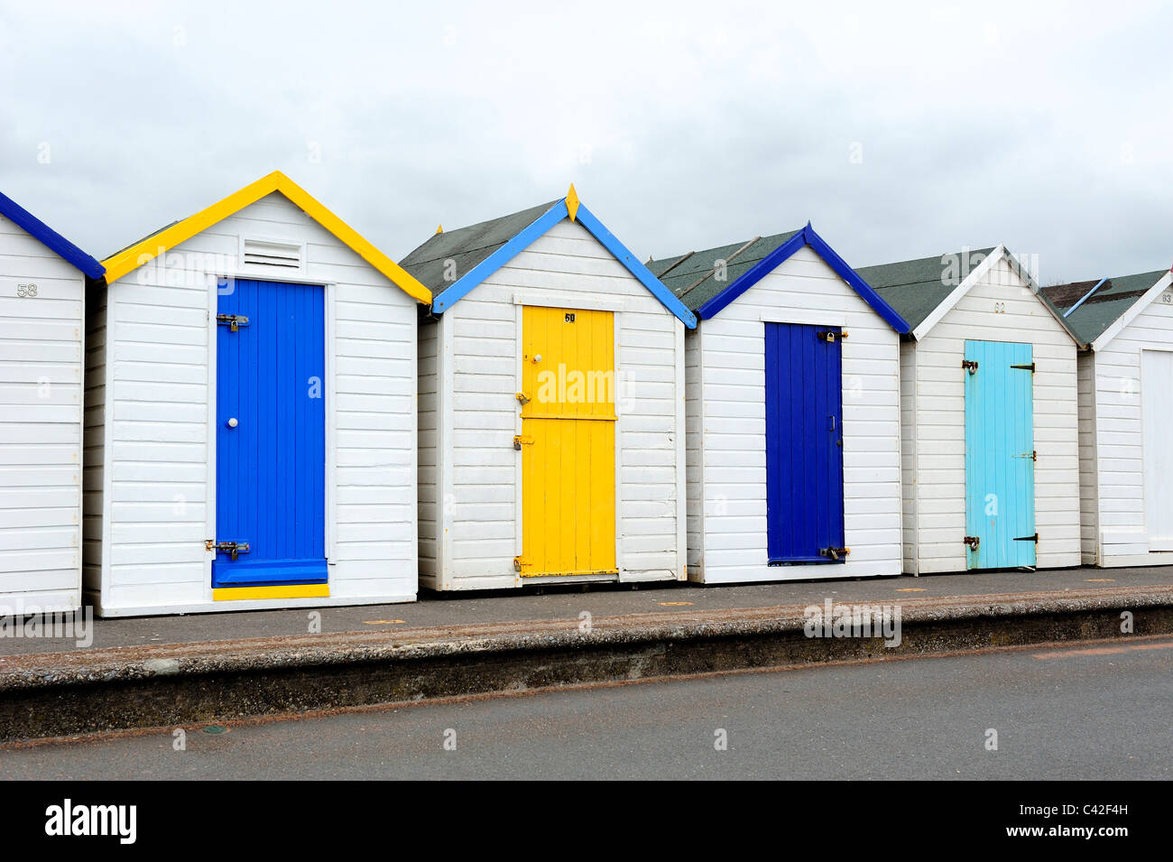beach huts devon england uk Stock Photo Alamy