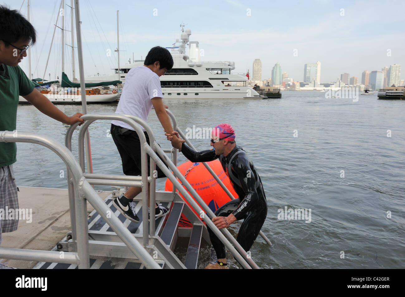 Battery Park City's North Cove was the finish line for a 1.6 mile race ...