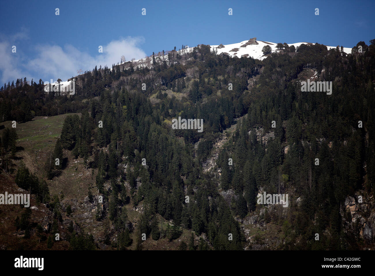 Panoramic landscapes of mountain ranges, Manali, Himachal Pradesh, India Stock Photo