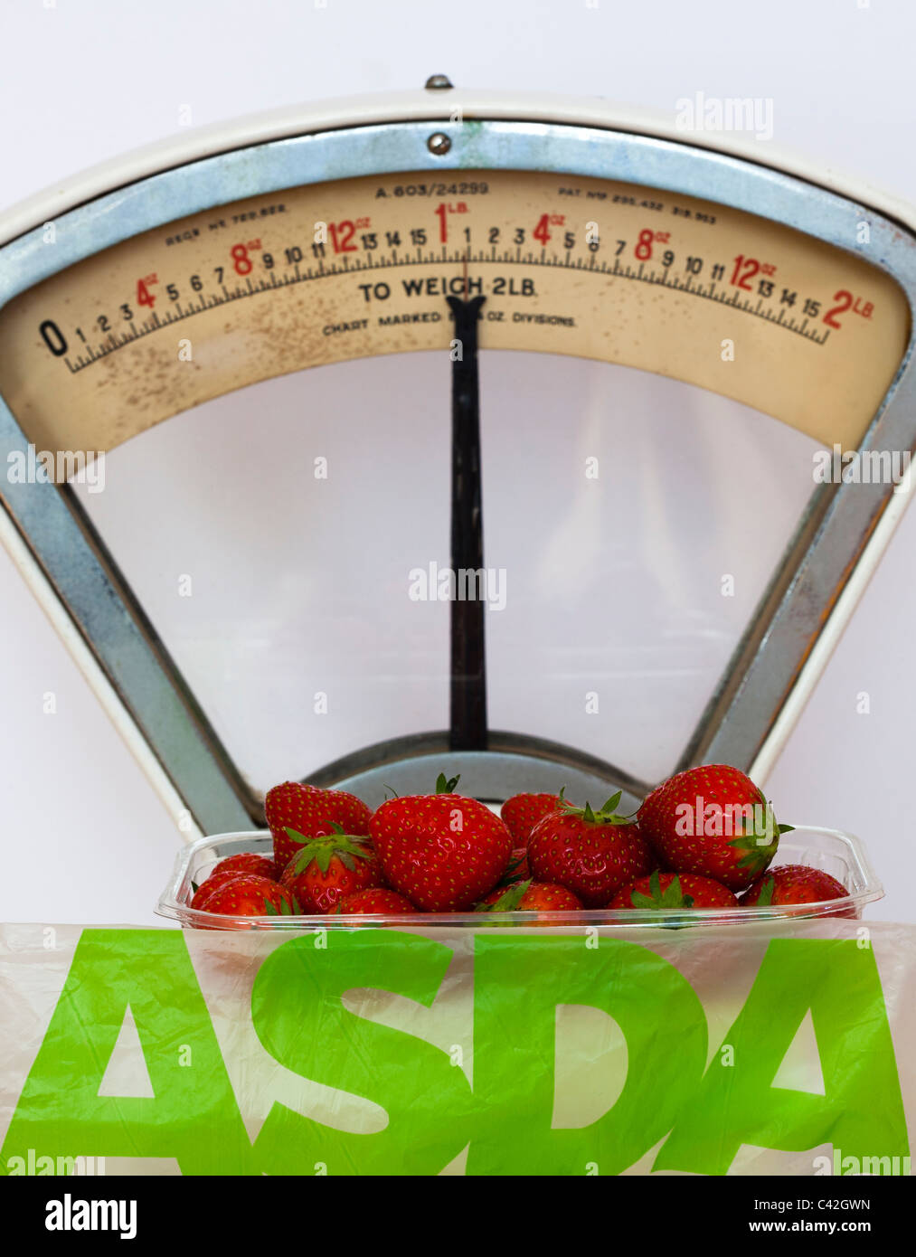 29th May 2011 Asda will return to the imperial measures of pounds and ounces on packs of strawberries from  30th May 2011 Stock Photo
