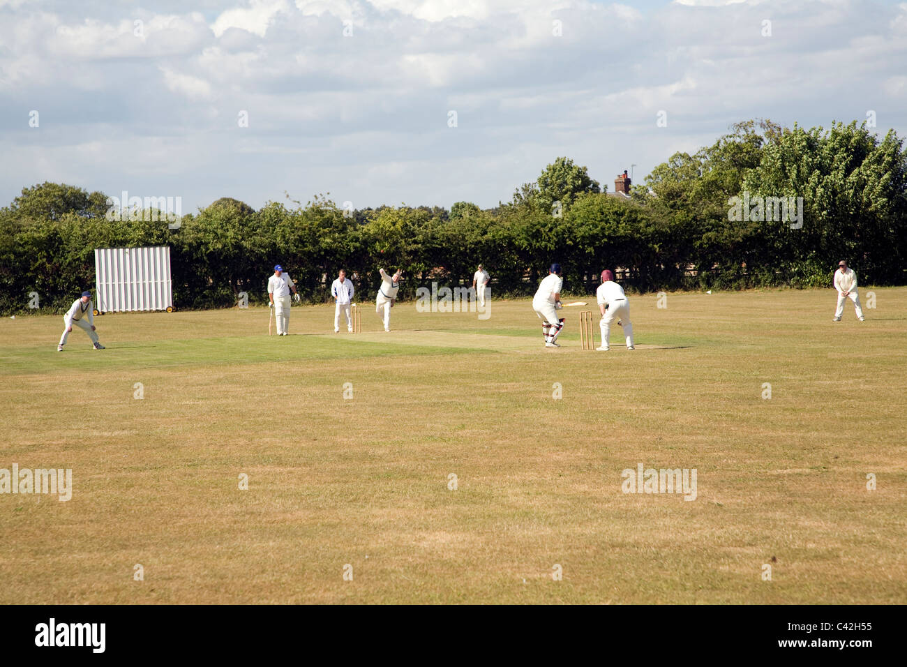 Cricket match, Bawdsey, Suffolk, England Stock Photo