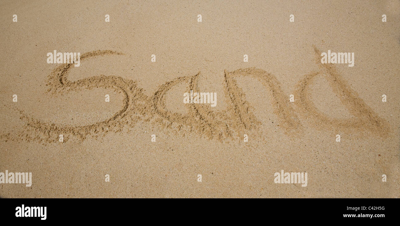 Sand Writing in the Sand Stock Photo Alamy