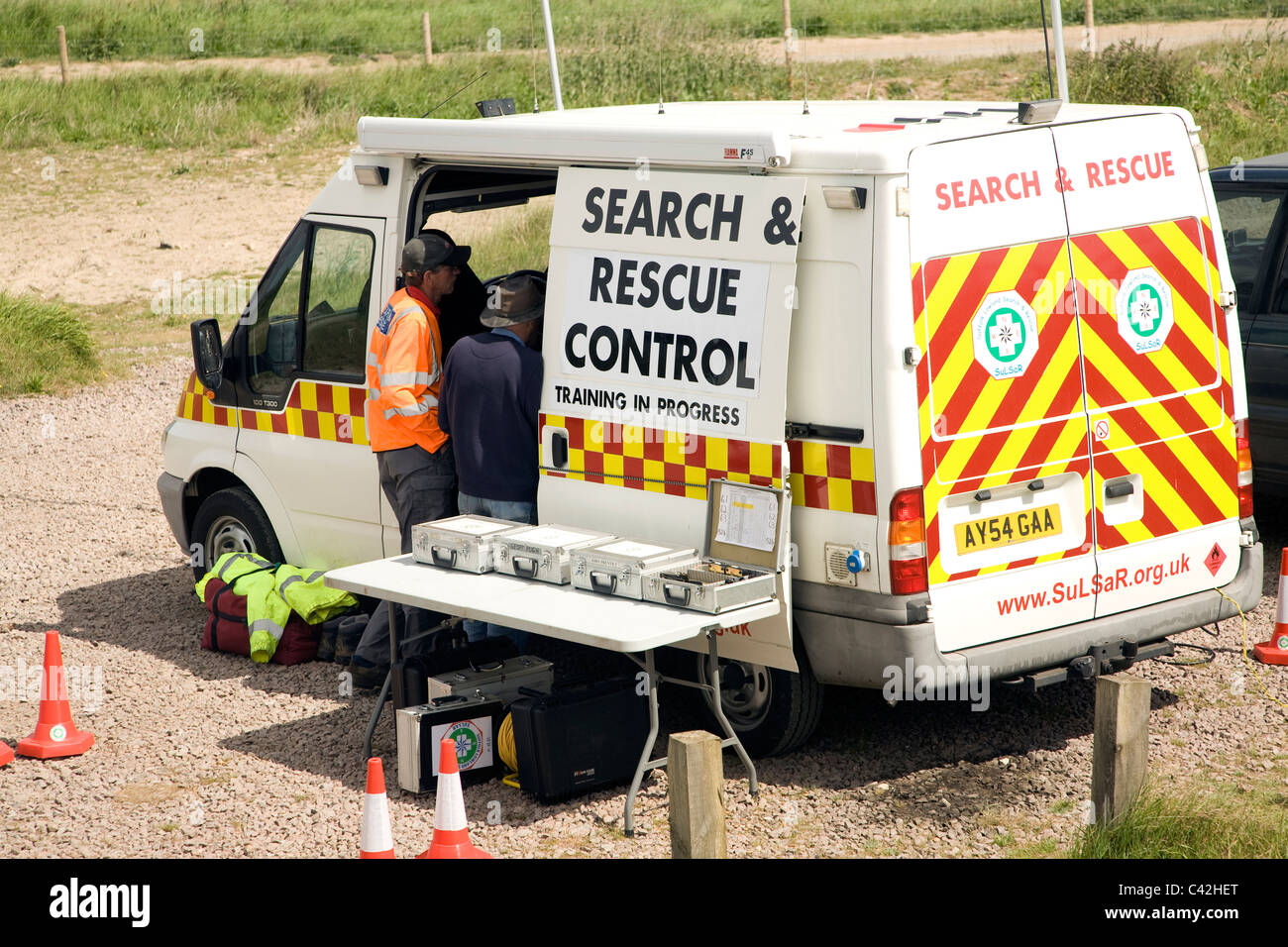 Search and rescue vehicle in training exercise, Bawdsey, Suffolk, England Stock Photo