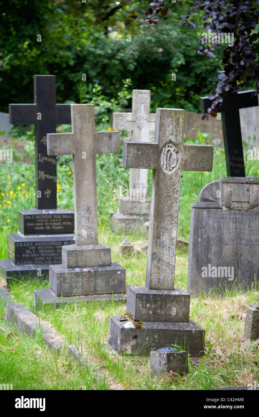Graves in Cheshire graveyard, UK Stock Photo