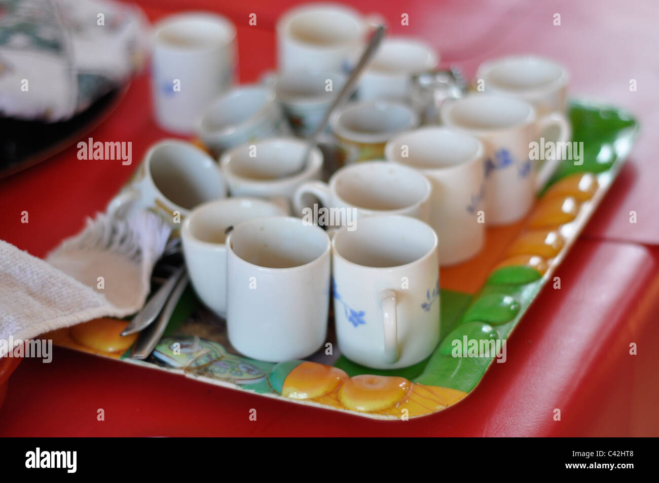 Espresso coffee in a Cuban coffee maker using a mini gas stove with a  propane tank on a single burner. A thunderstorm is brewing in the  background Stock Photo - Alamy