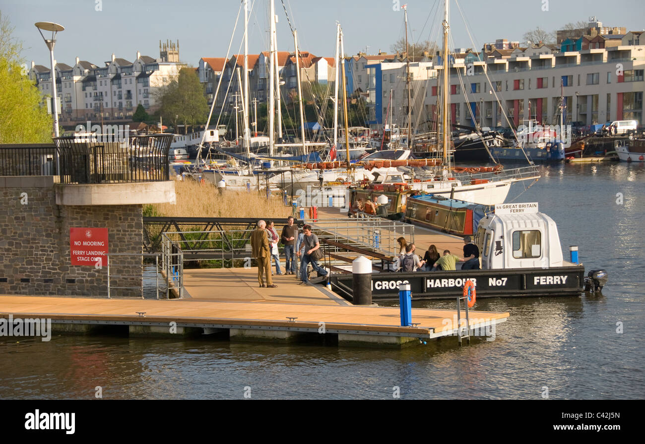 Cross harbour ferry in landing stage, Floating Harbour, Bristol