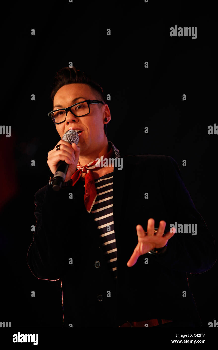 Gok Wan, celebrity fashion guru on stage at Glasgow's 'Glam in the City' event Stock Photo