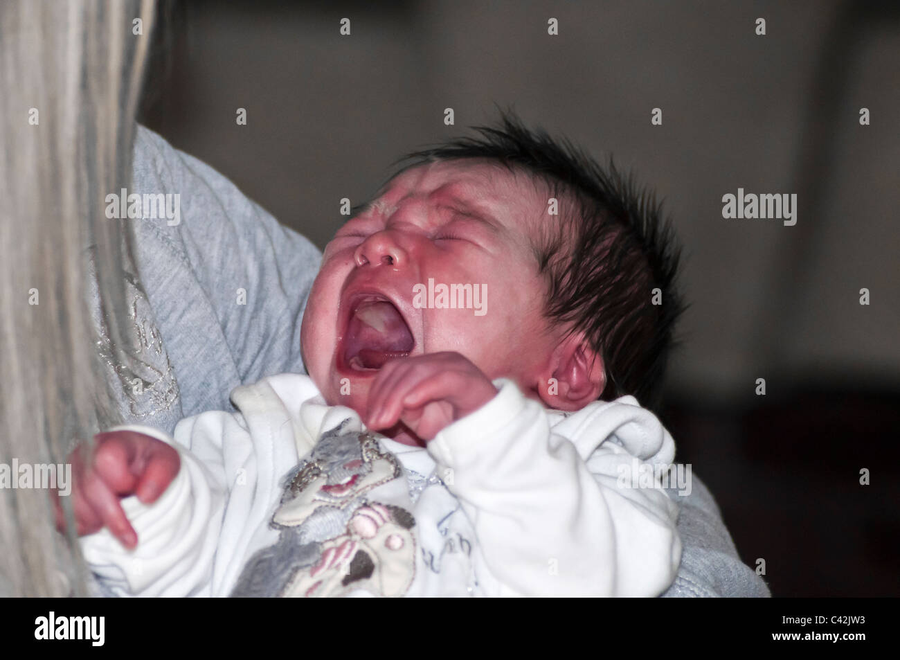 baby screaming unhappy crying noise tears Stock Photo Alamy