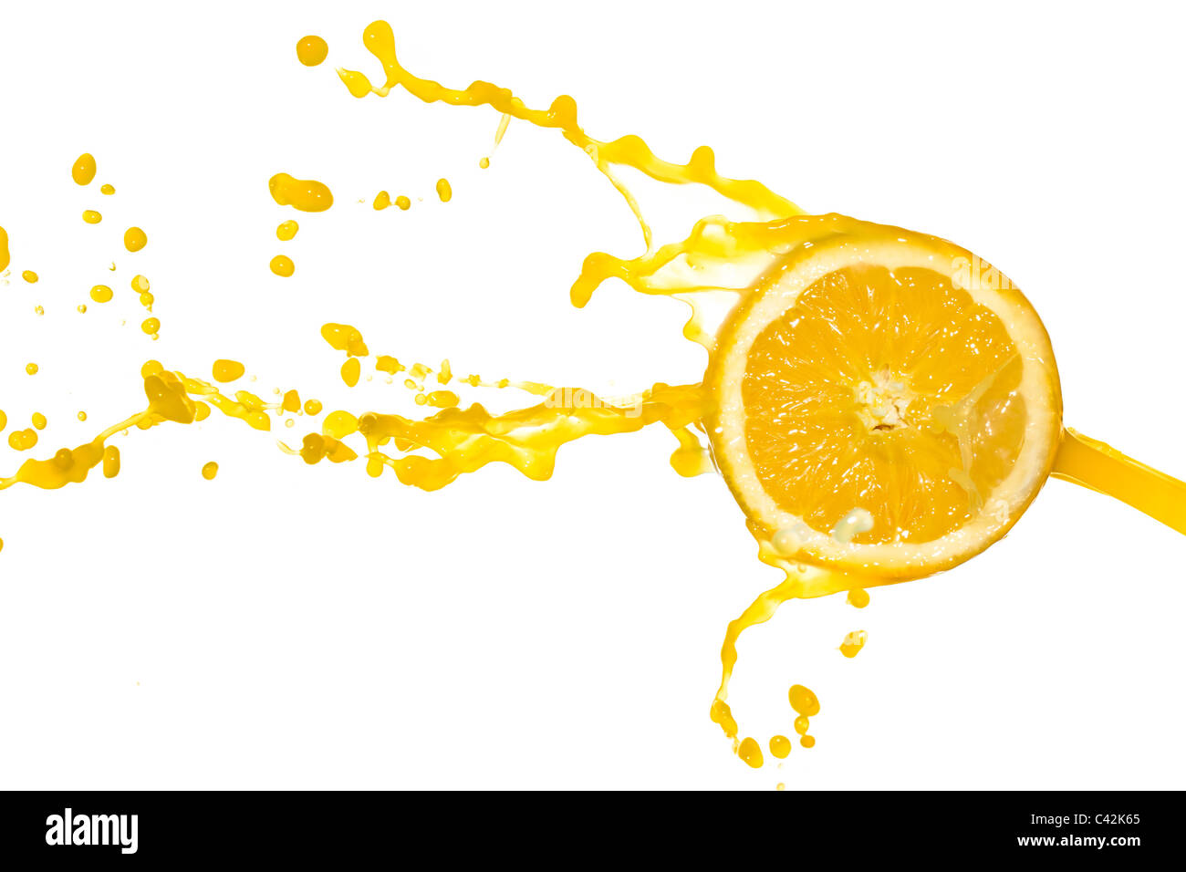 orange juice splash isolated on white background Stock Photo - Alamy