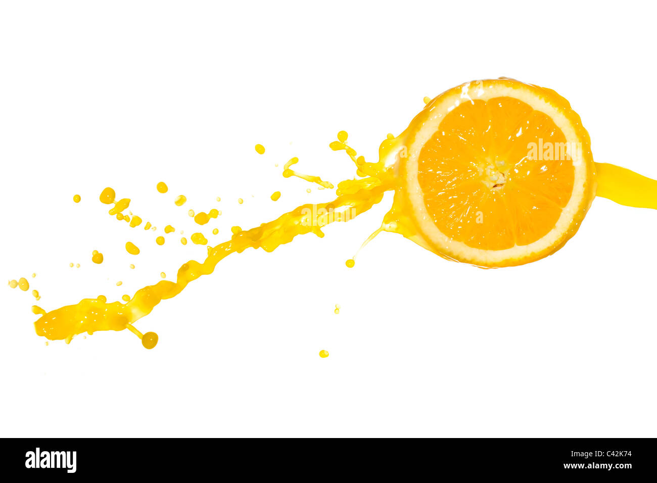 orange juice splash isolated on white background Stock Photo - Alamy