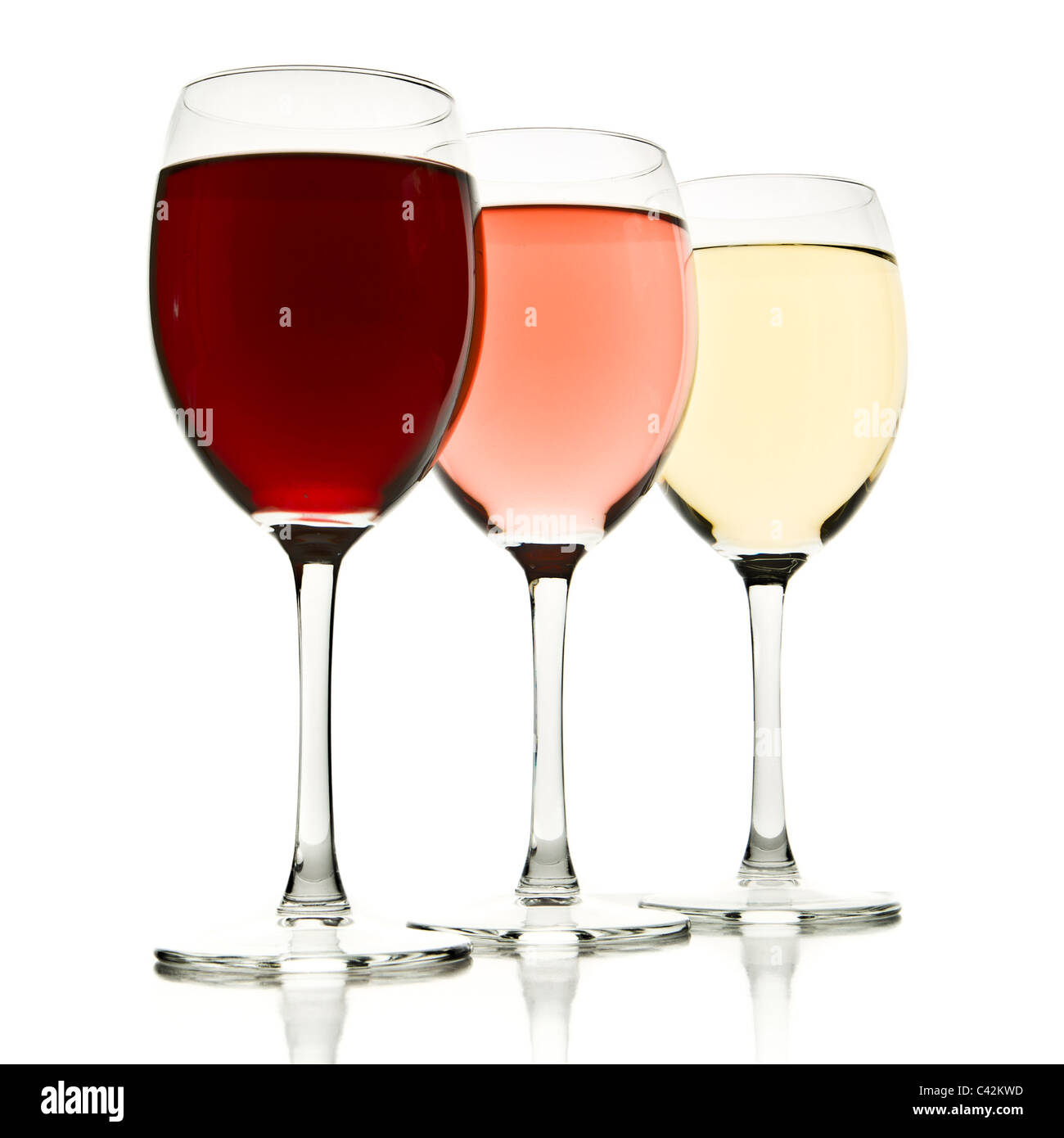 Set of Four Colored Red Wine Glasses - Rose