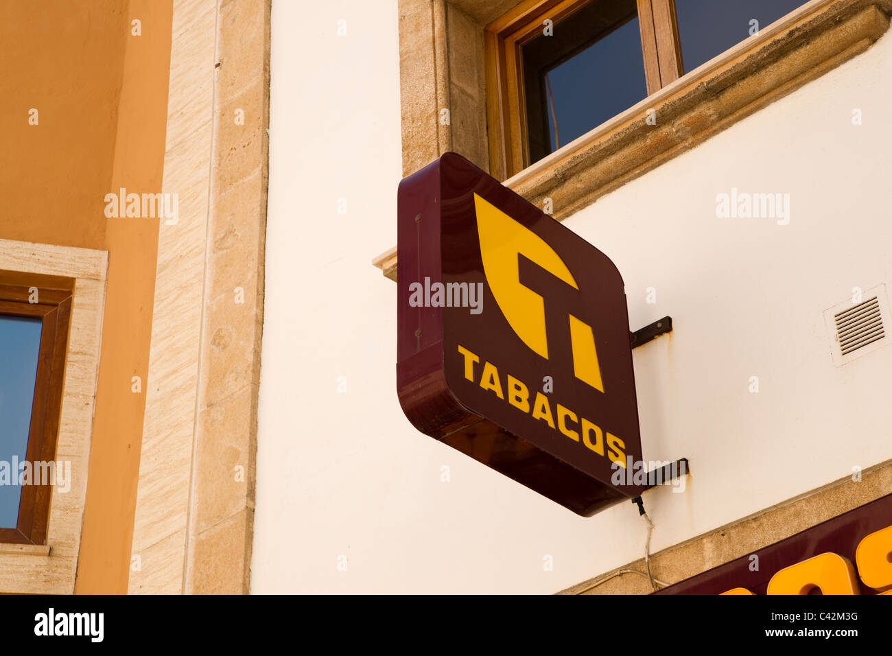 wall mounted tobacconist sign in spain Stock Photo