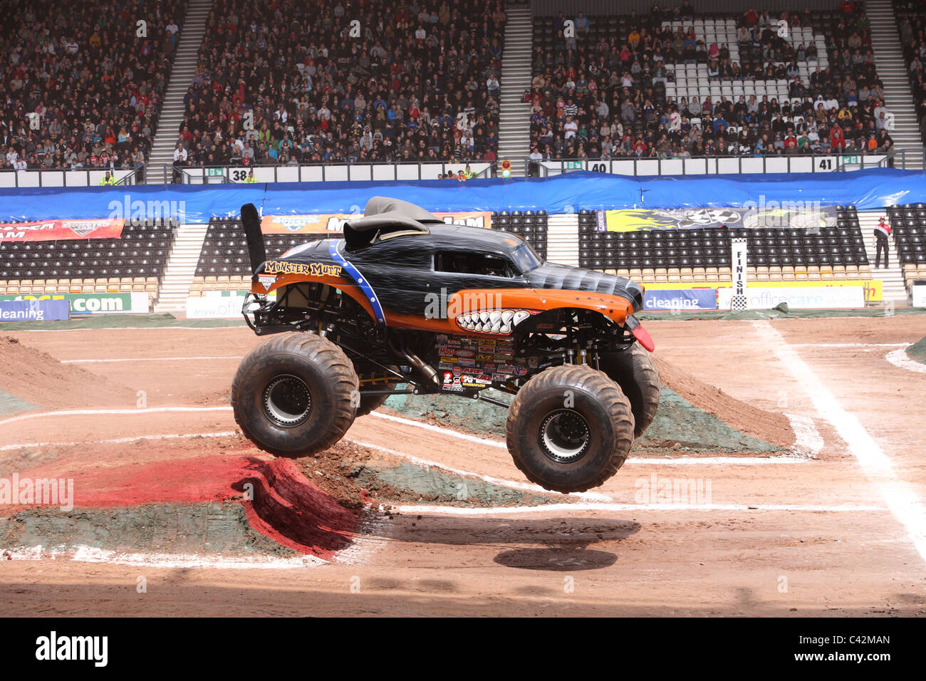 Monster Trucks at derby Pride park Stock Photo