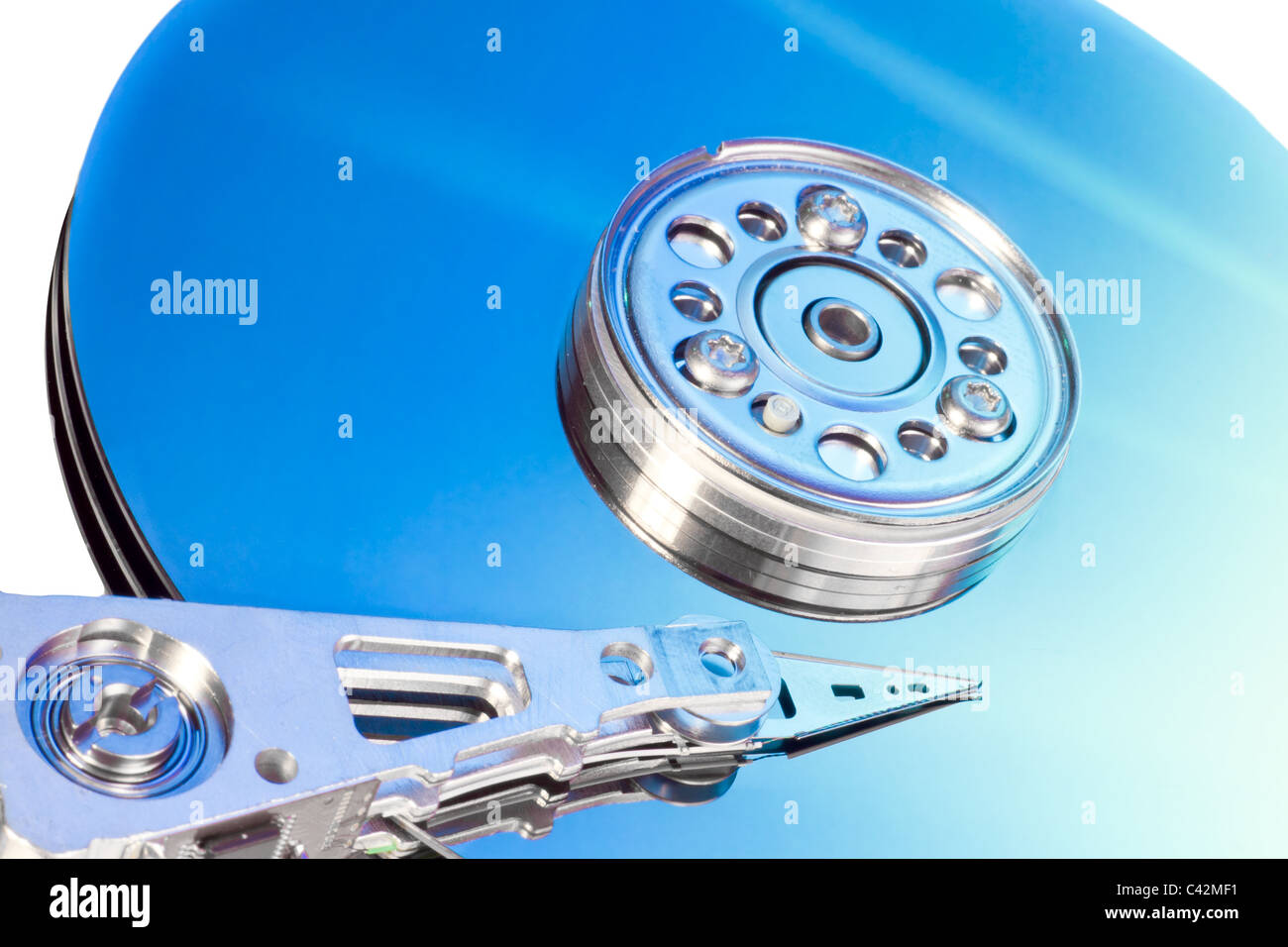 close up of hard disk with abstract reflection Stock Photo