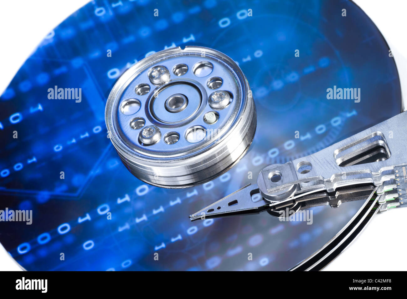close up of hard disk with abstract reflection Stock Photo