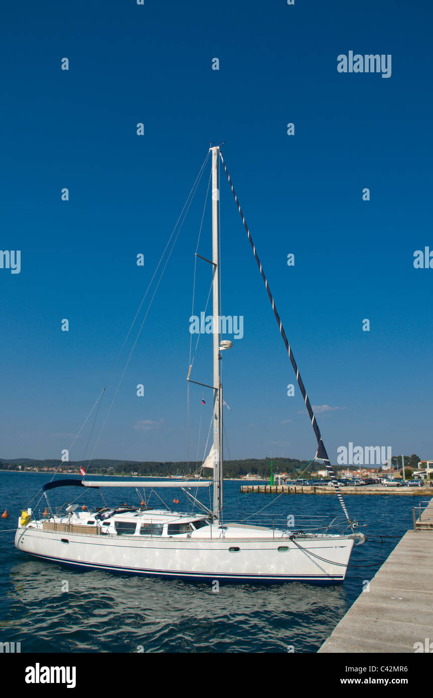 Sailing boat in Marina the port Rovinj the Istrian peninsula Croatia Europe Stock Photo