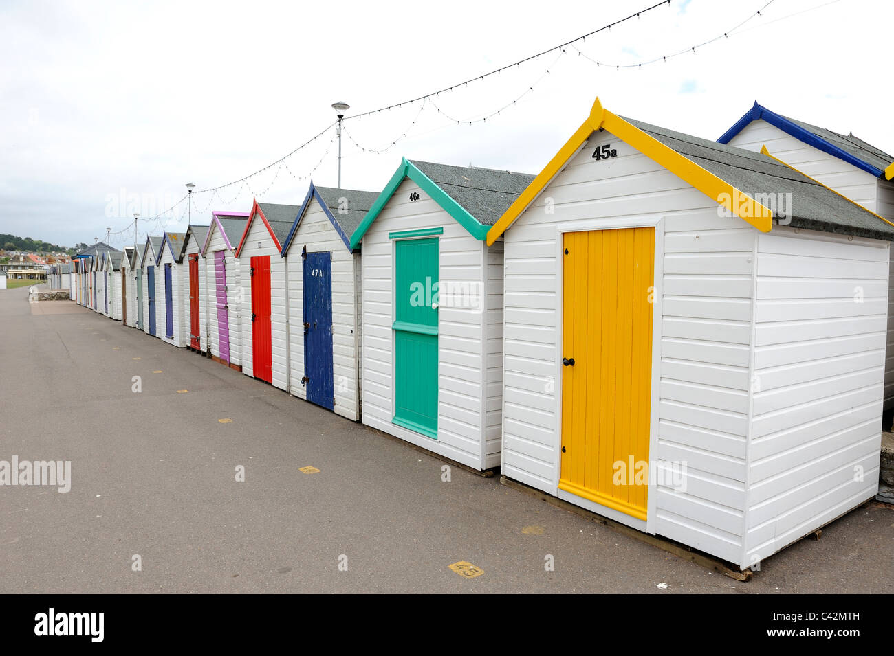 beach huts devon england uk Stock Photo Alamy