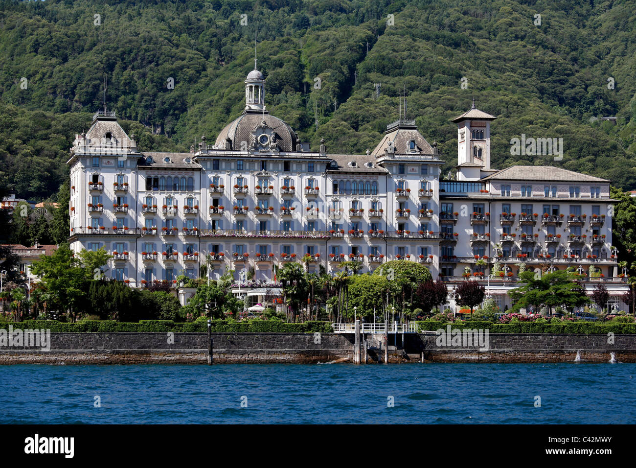 Grand Hotel Des Iles Borromees – the famous luxury hotel in Stresa, on the shores of Lake Maggiore Stock Photo