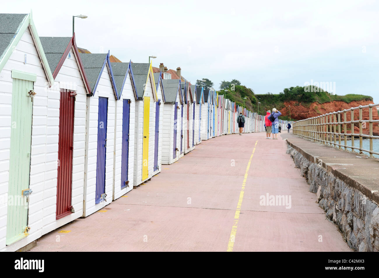 beach huts devon england uk Stock Photo Alamy