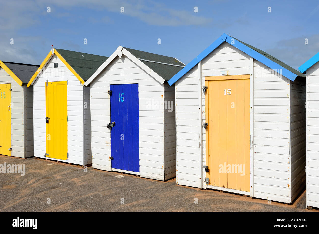beach huts devon england uk Stock Photo Alamy