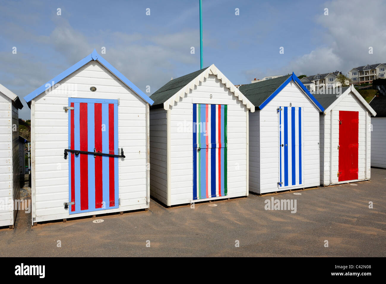 beach huts devon england uk Stock Photo Alamy