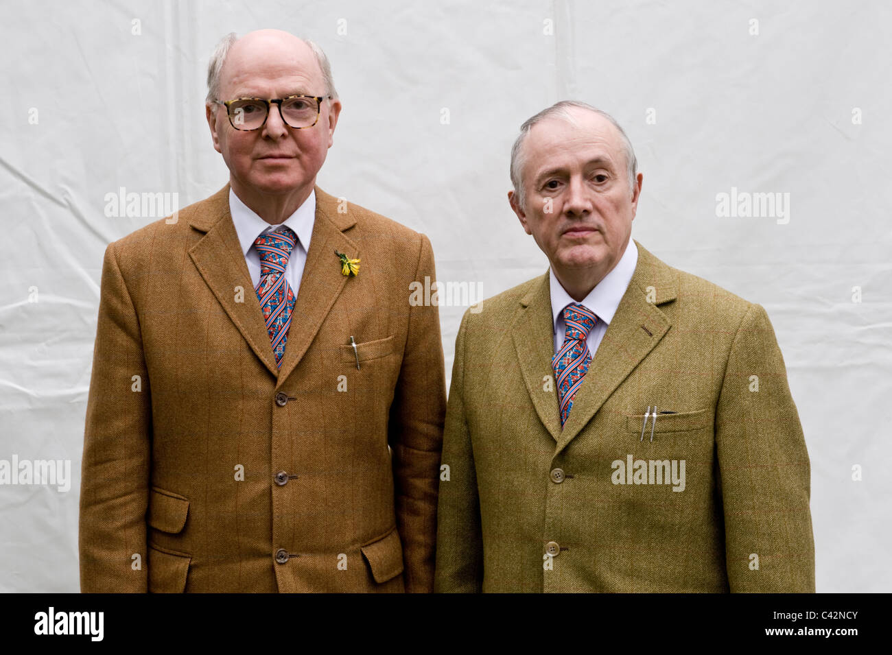 Gilbert and George artists pictured at Hay Festival 2011 Stock Photo