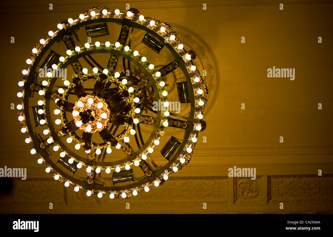 A Light Fixture at Grand Central Station Stock Photo