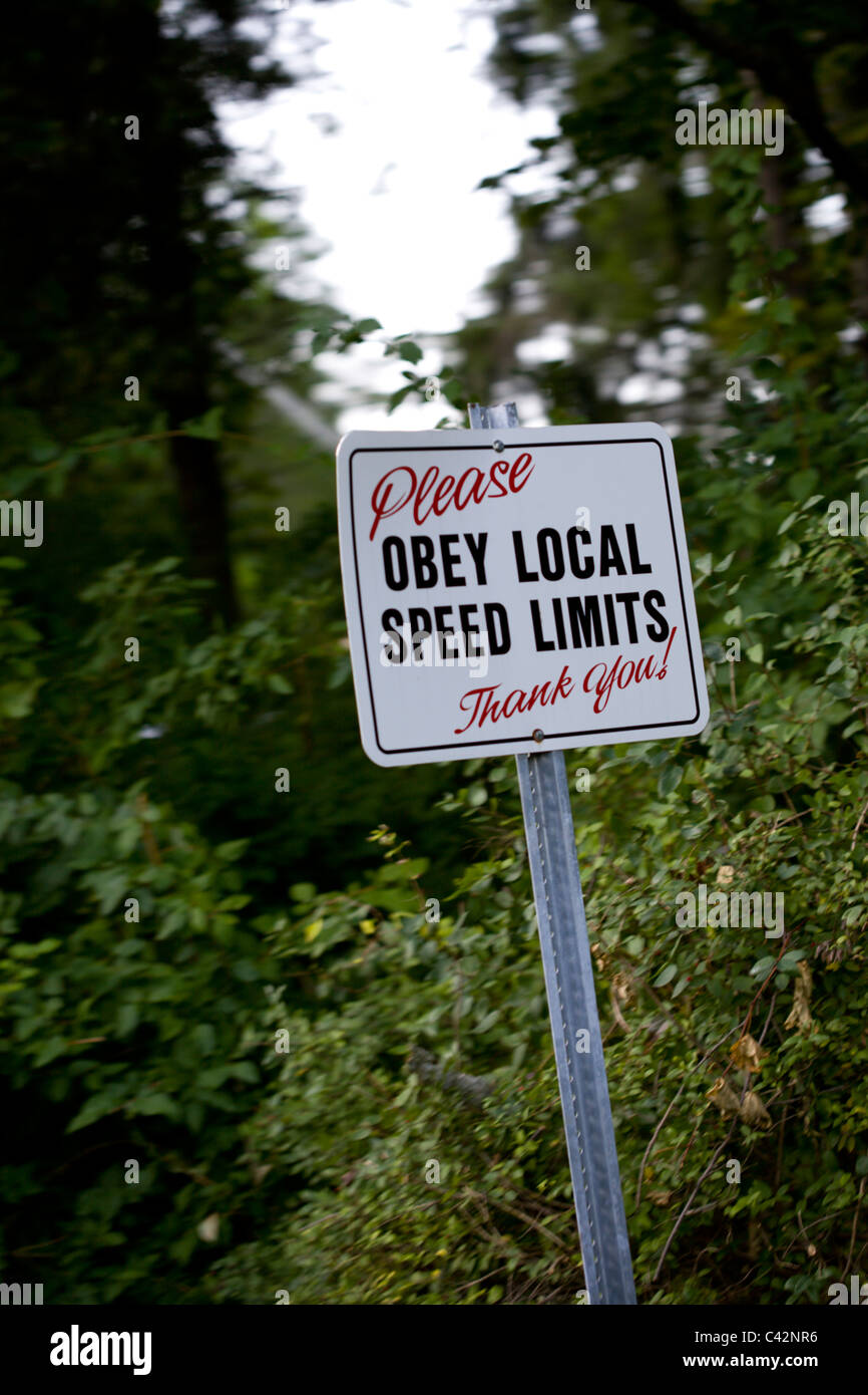 Please obey local speed limits Stock Photo