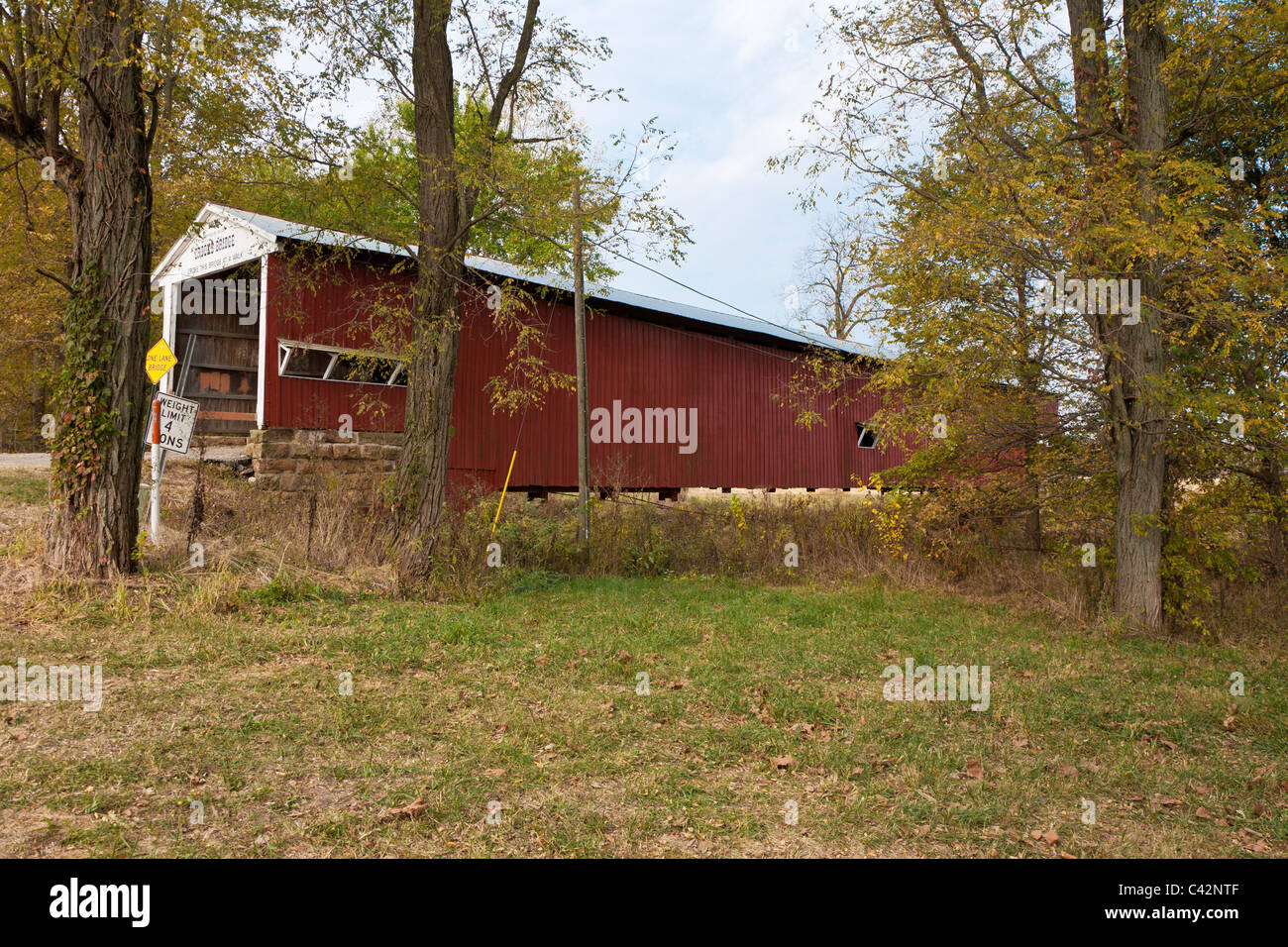 Crooks Covered Bridge, circa 1860,spans Molasses Creek in Parke County
