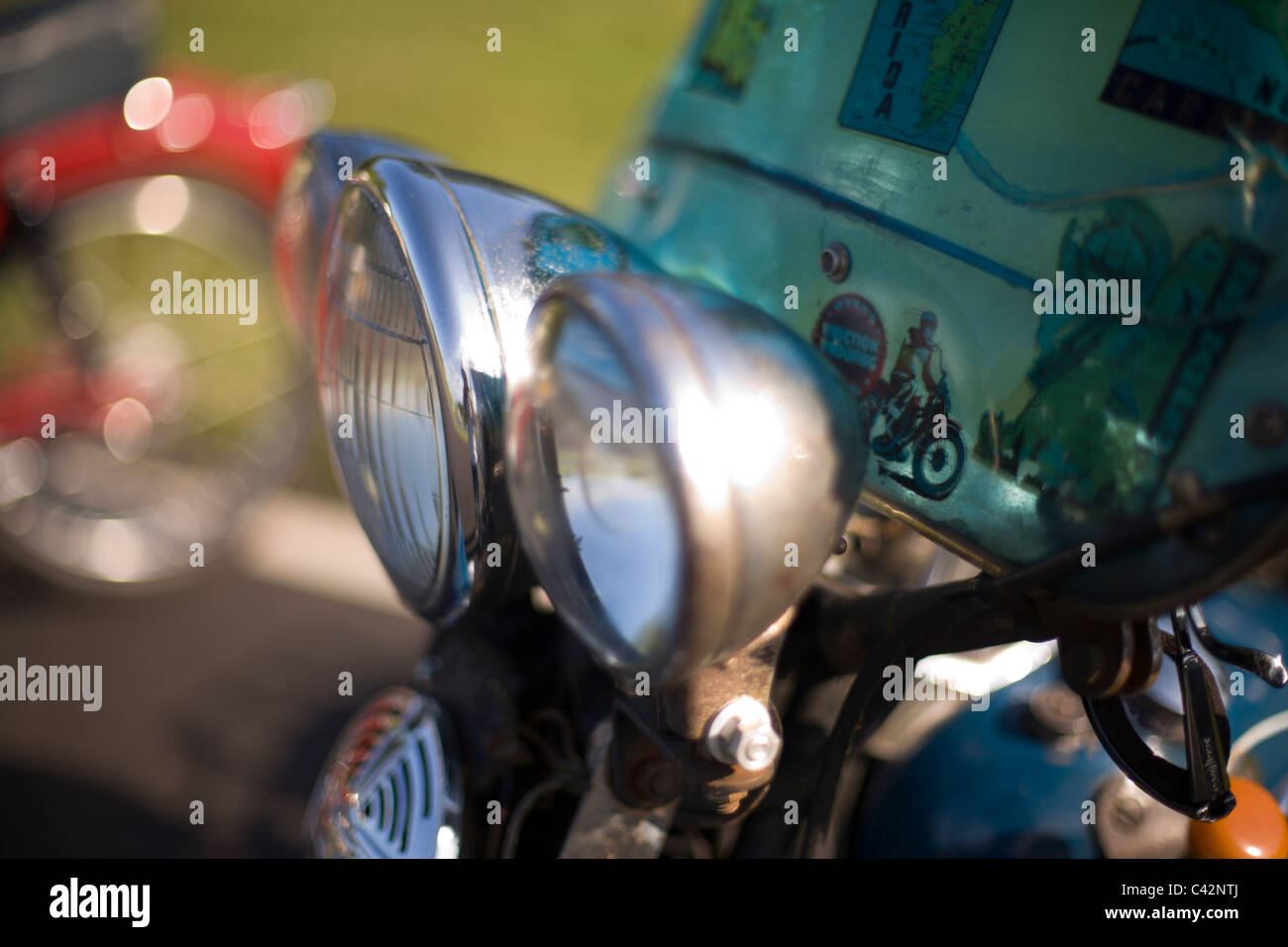Vintage Motorcycle Headlights Stock Photo - Alamy