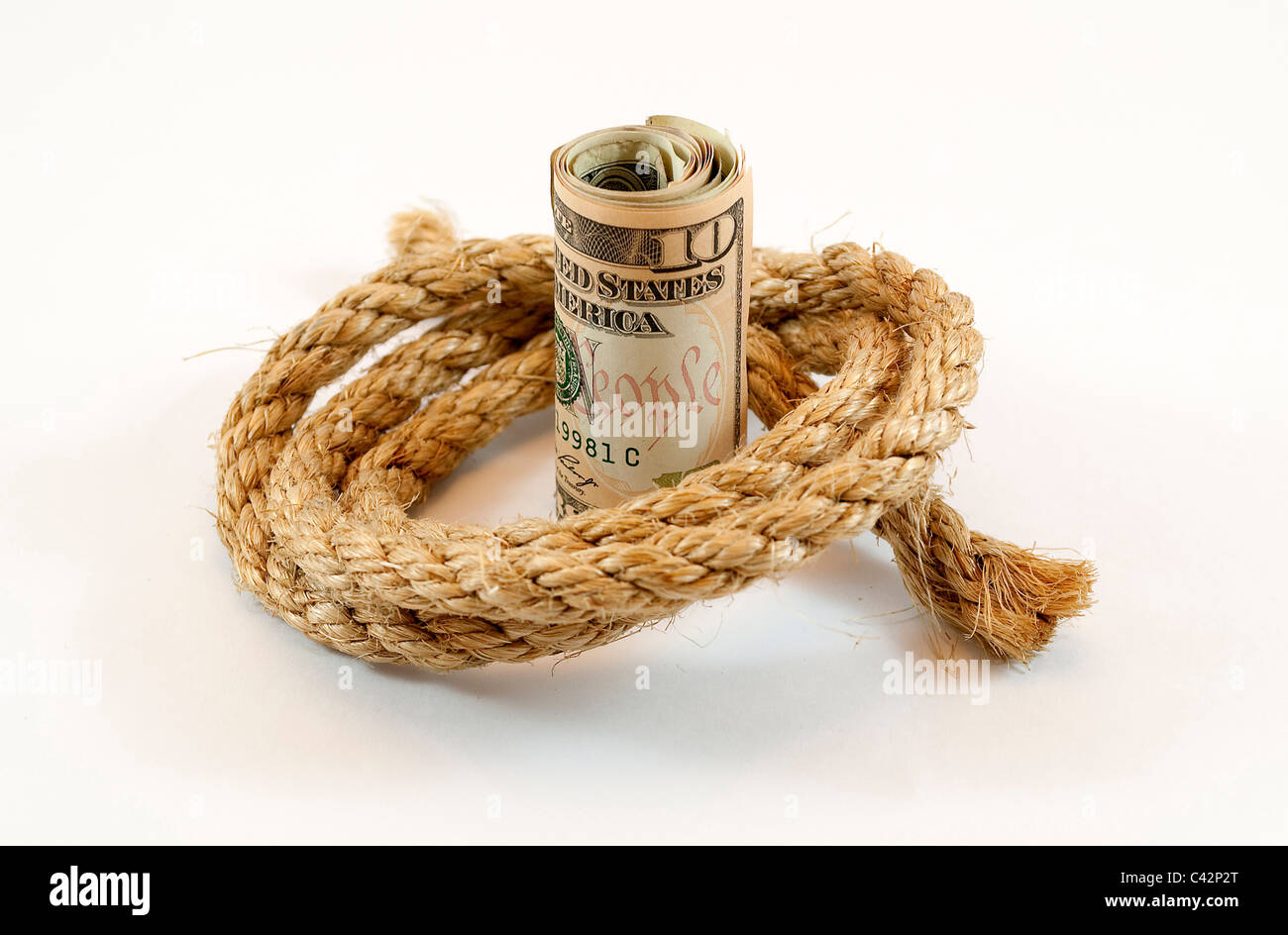 dollars with rope Stock Photo