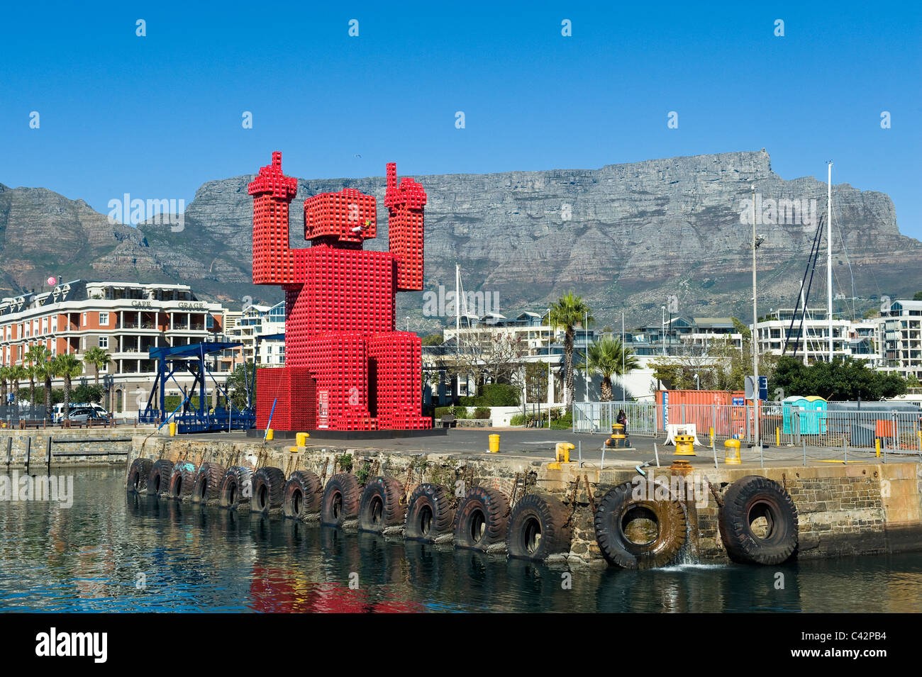 Elliot The Crate Fan a symbol of recycling built from plastic crates, 2010 FIFA World Cup, V&A Waterfront Cape Town South Africa Stock Photo