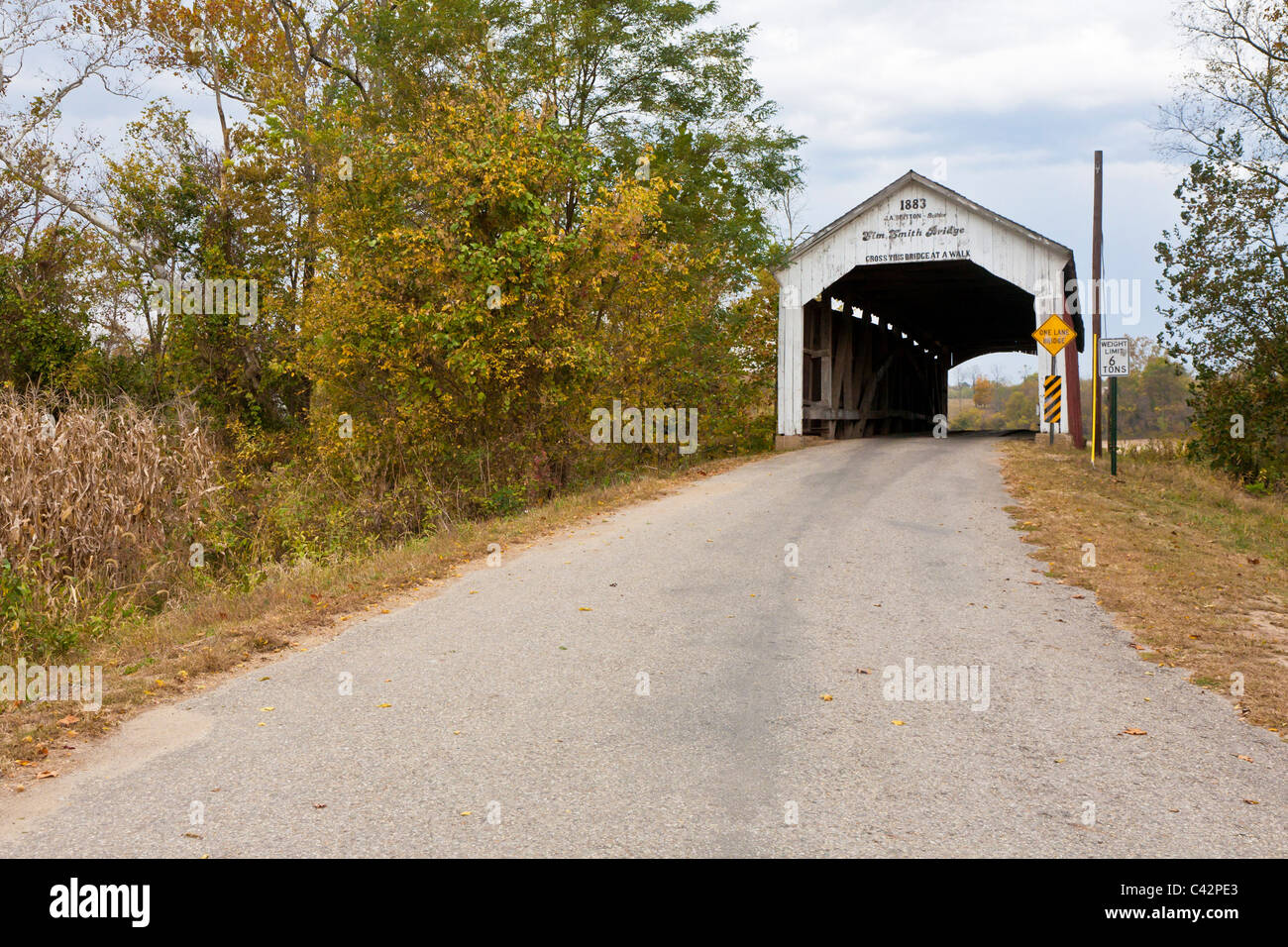 Sim Smith Covered Bridge was built in 1883 to span Leatherwood Creek