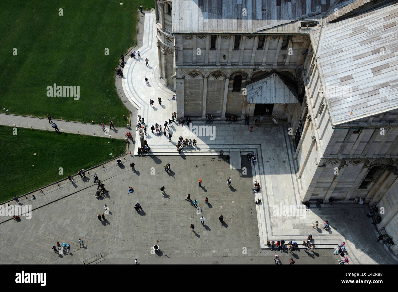 A View of Cathedral Square from leaning tower of Pisa Stock Photo