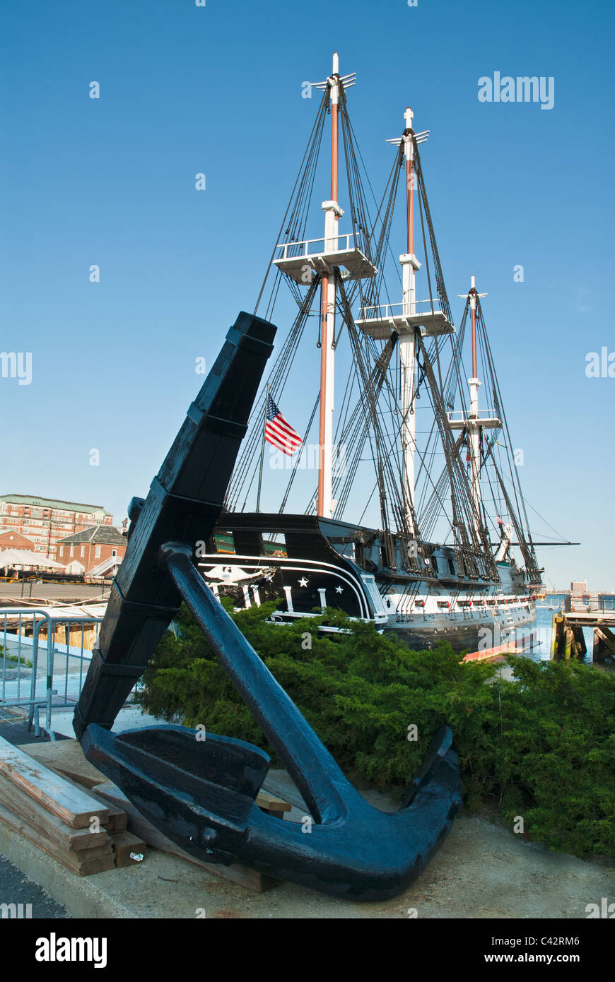 The USS Constitution Ironside ship in the Boston Naval shipyard Stock