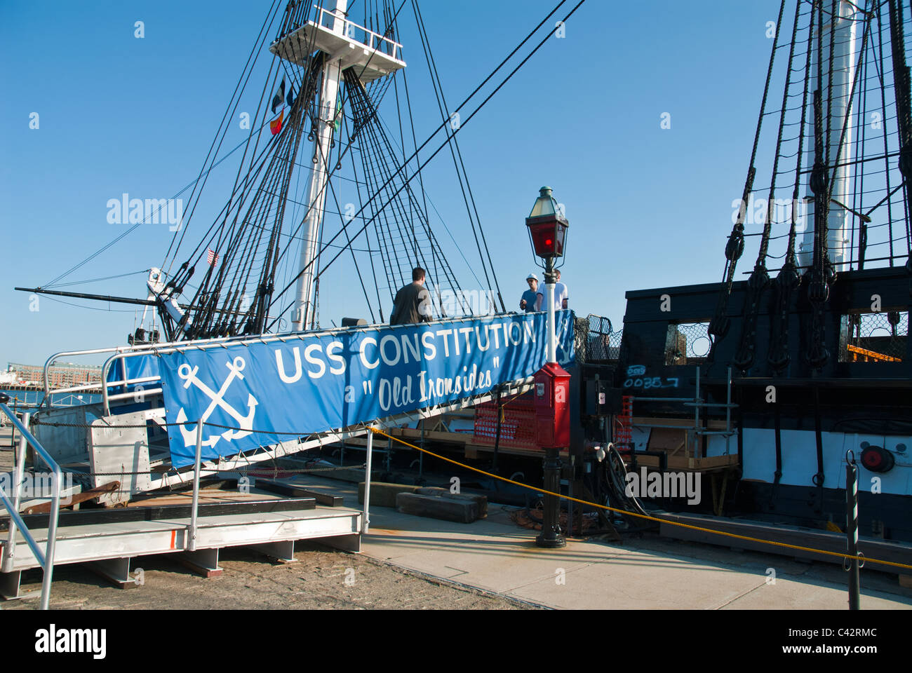 The USS Constitution Ironside ship in the Boston Naval shipyard Stock ...