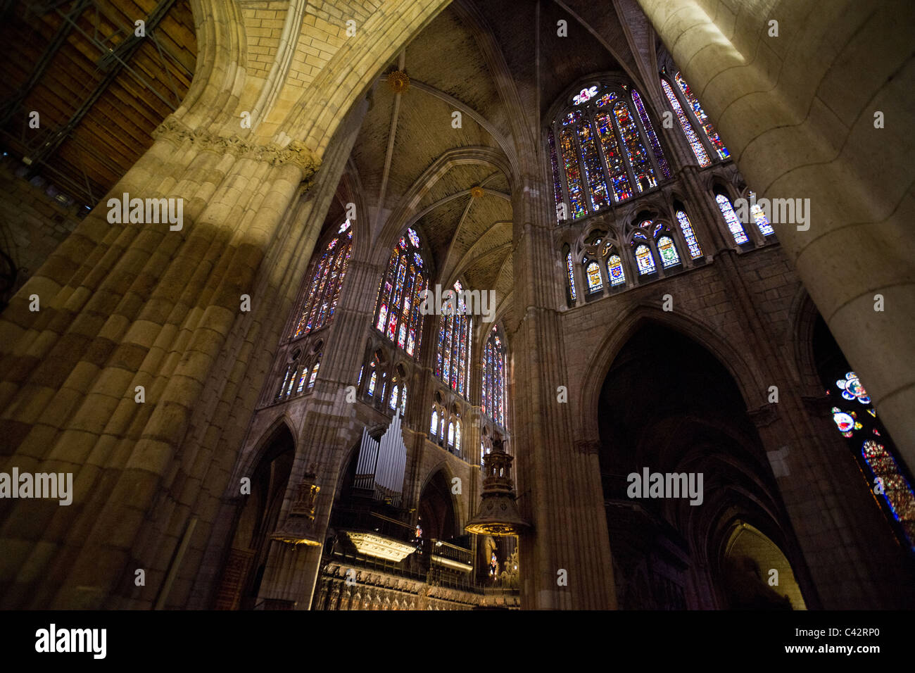 Interior of Santa María de León Cathedral. León, Spain. Stock Photo