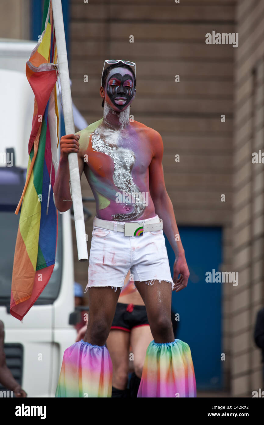 A stilt walker march at Birmingham Gay Pride parade 2011 Stock Photo