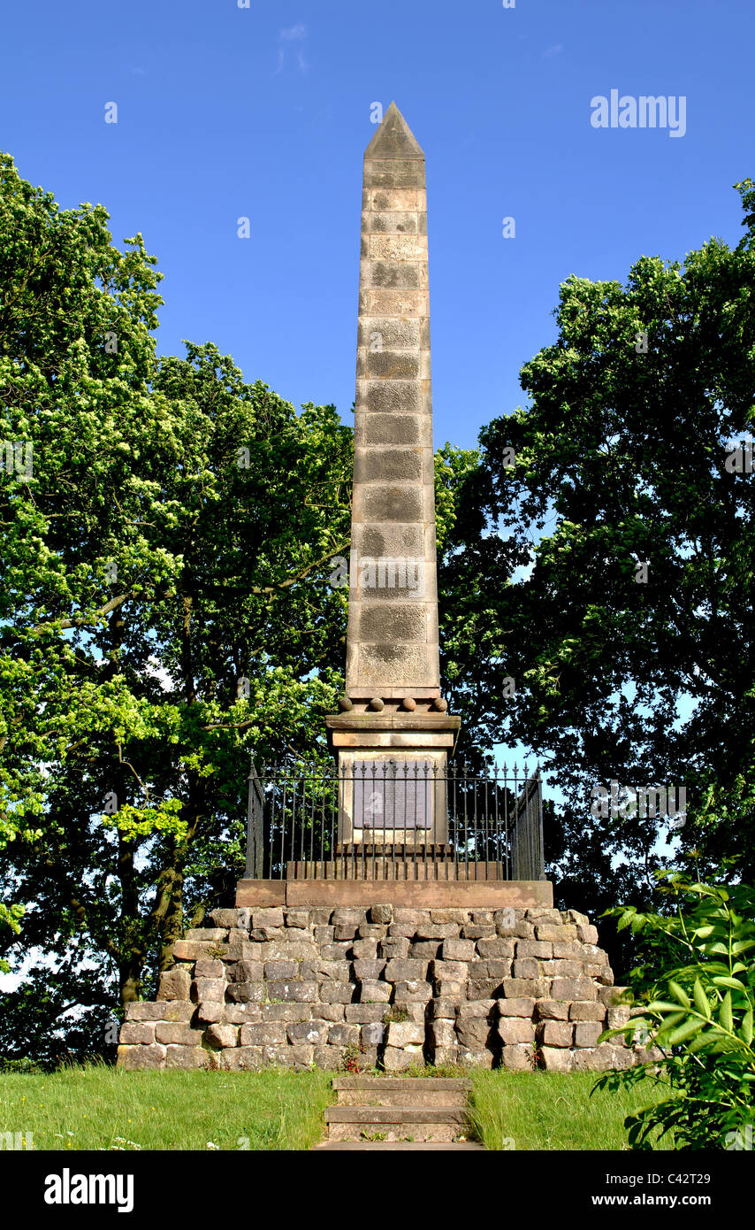 Battle of Naseby memorial obelisk, Northamptonshire, England, UK Stock