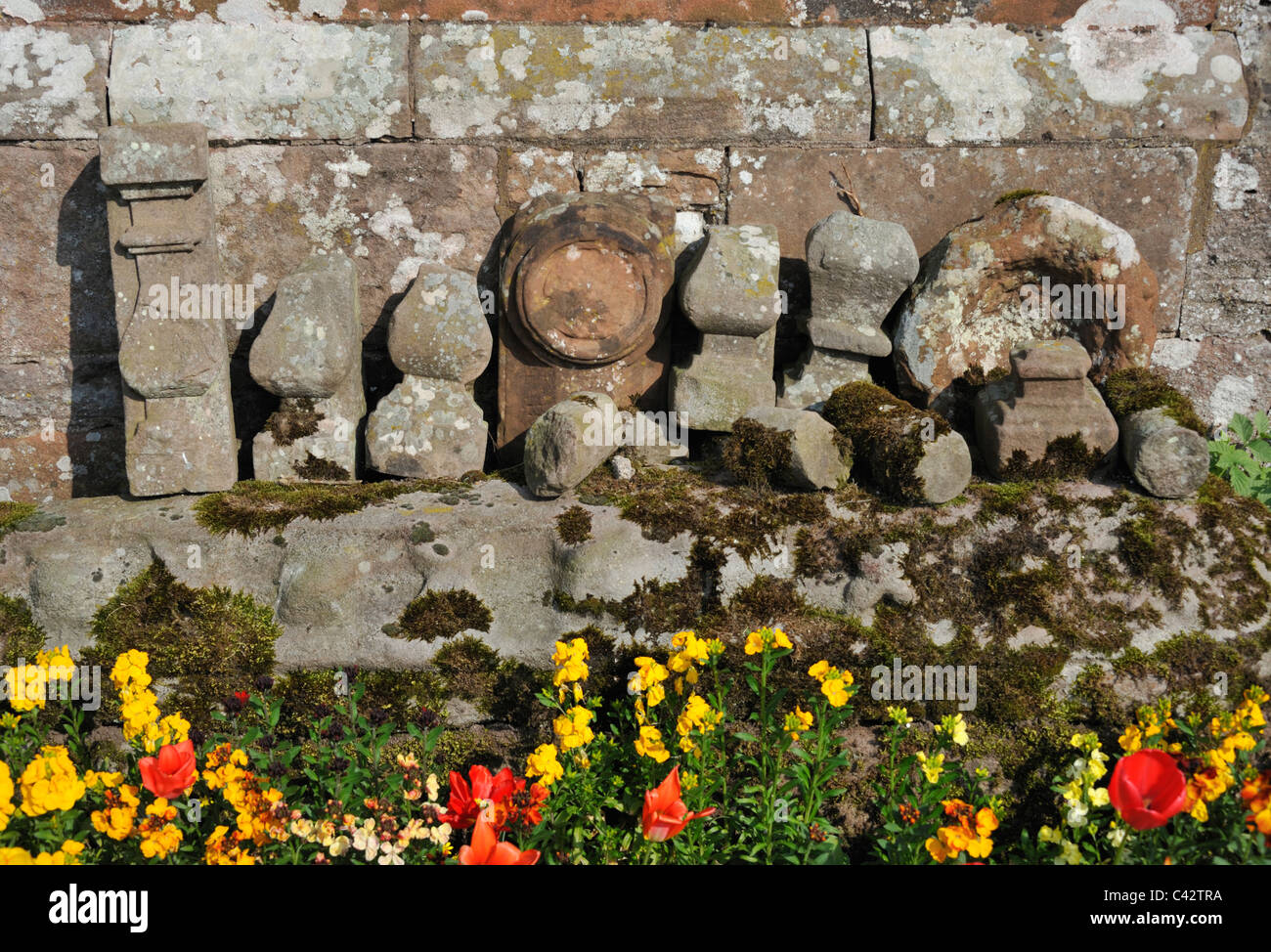 Stone fragments, Church of Saint Michael. Skelton, Cumbria, England