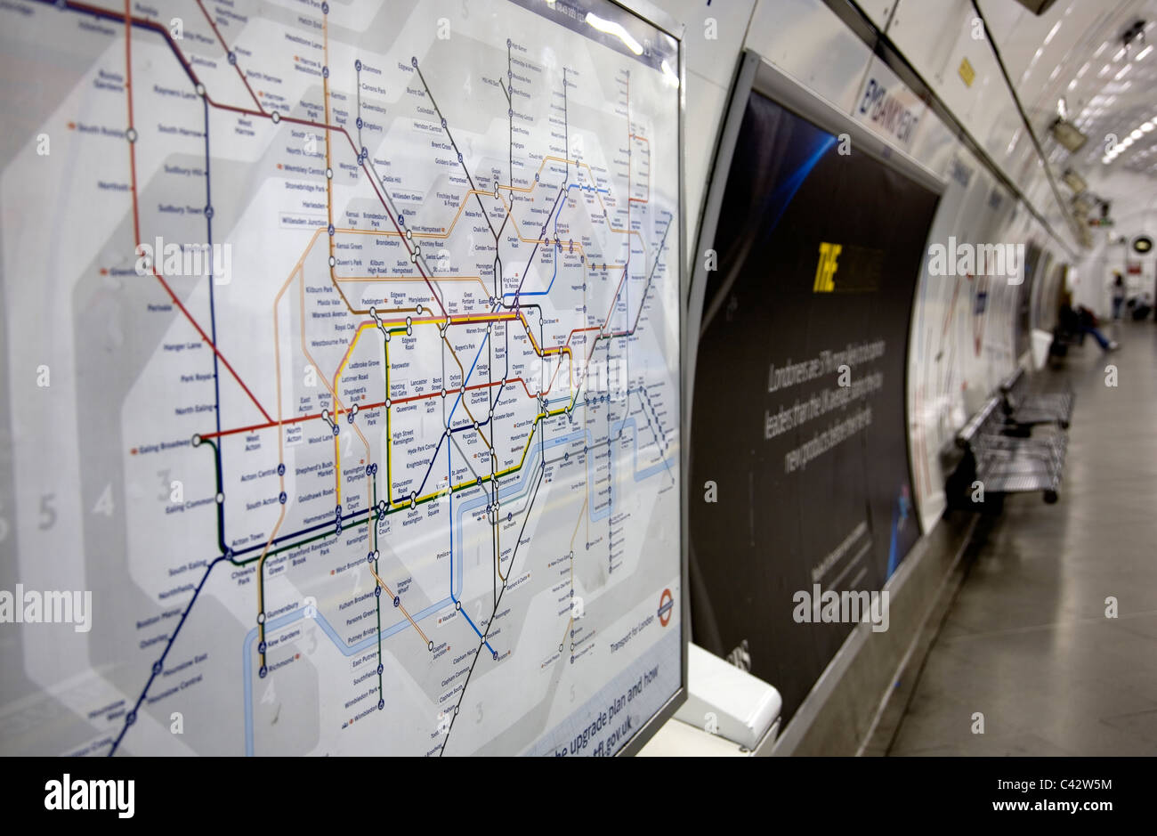 Embankment Station Platform Tube Map Stock Photo