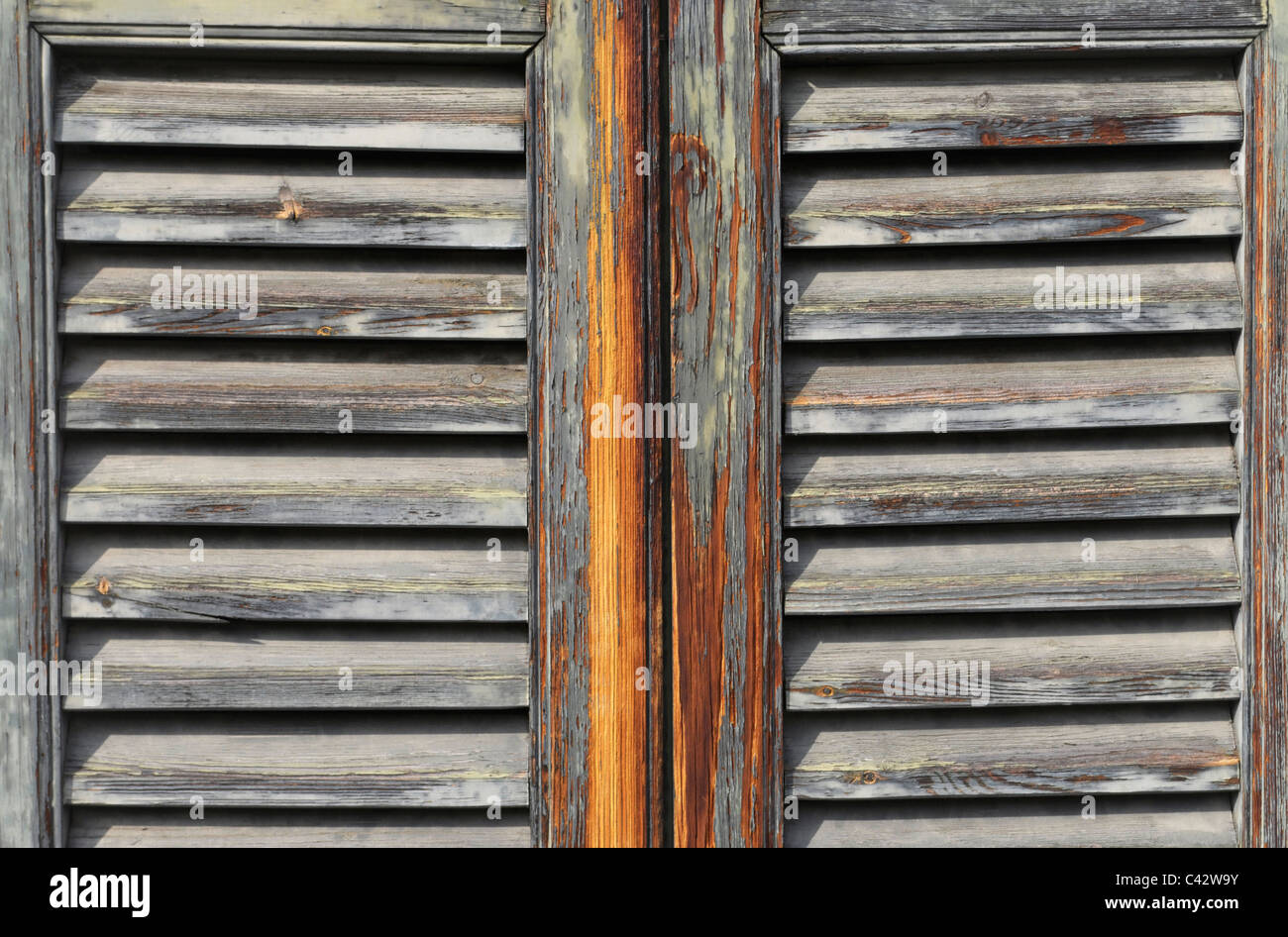 wooden window shutter close up Stock Photo