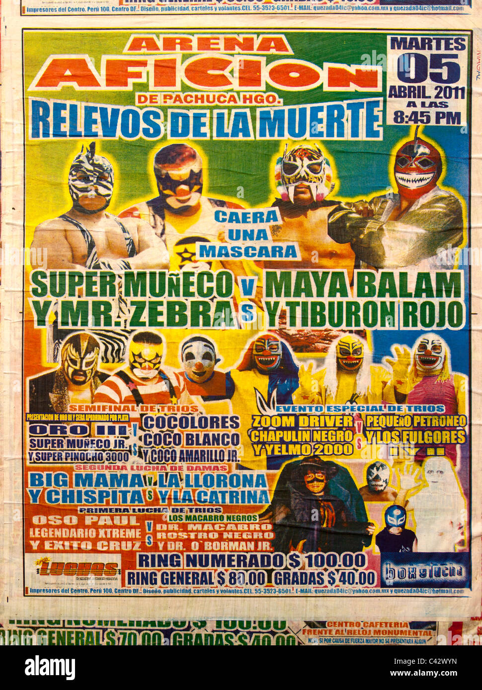 Wresting or Lucha Libre Poster Pachico HIdalgo Mexico Stock Photo