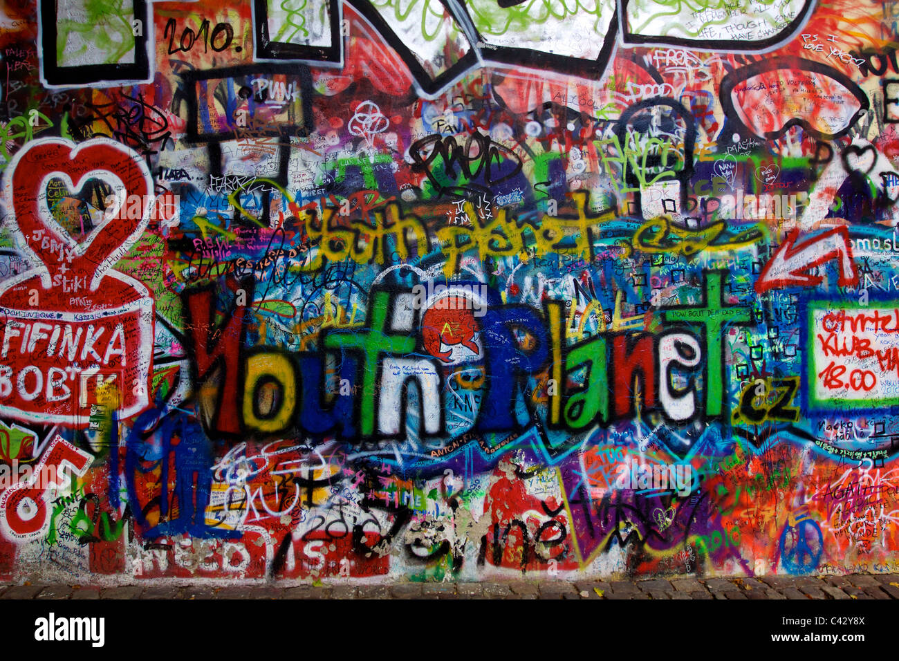 The John Lennon Wall in Prague Stock Photo