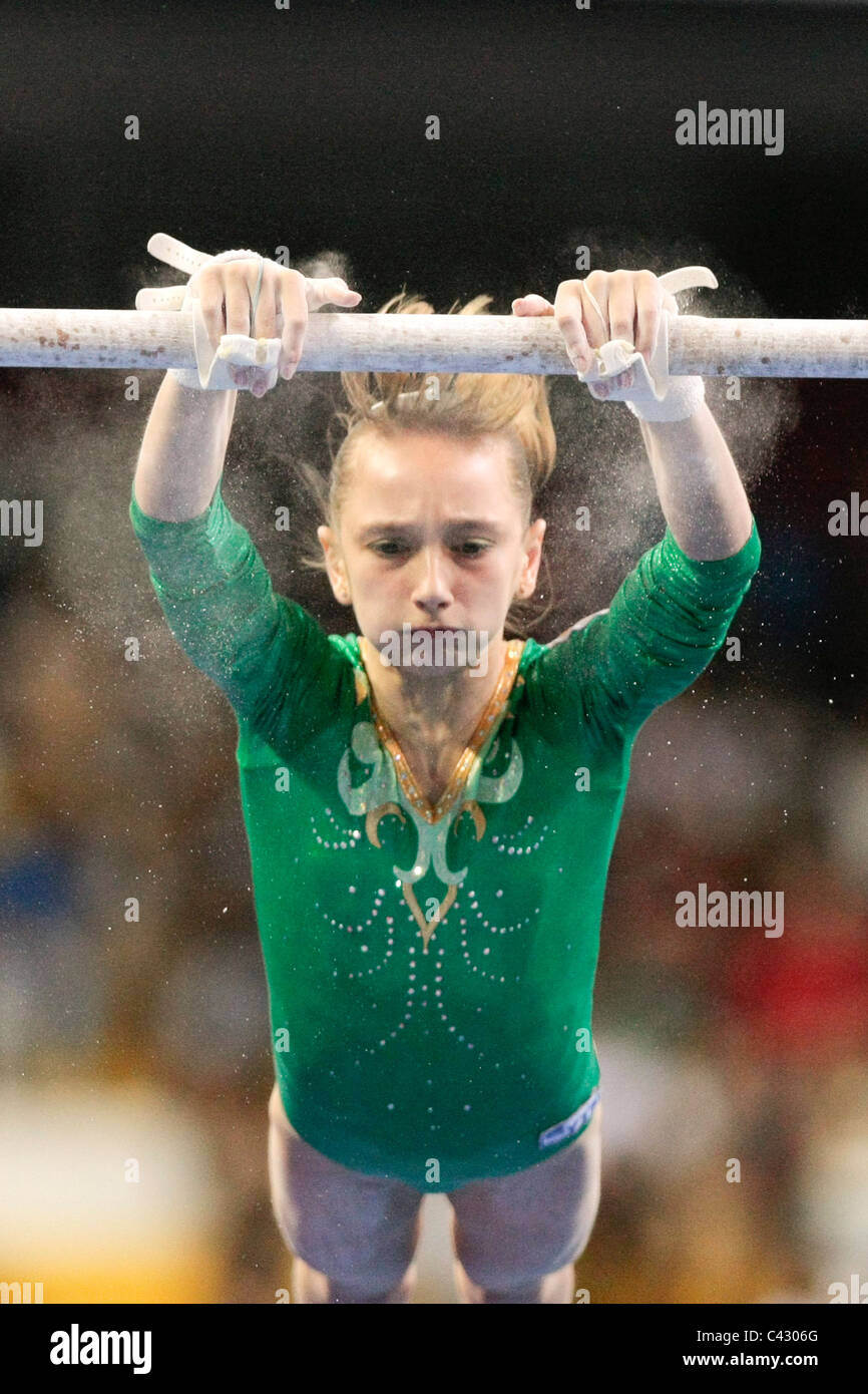 Viktoria Komova of Russia competes in the 2010 Singapore Youth Stock ...