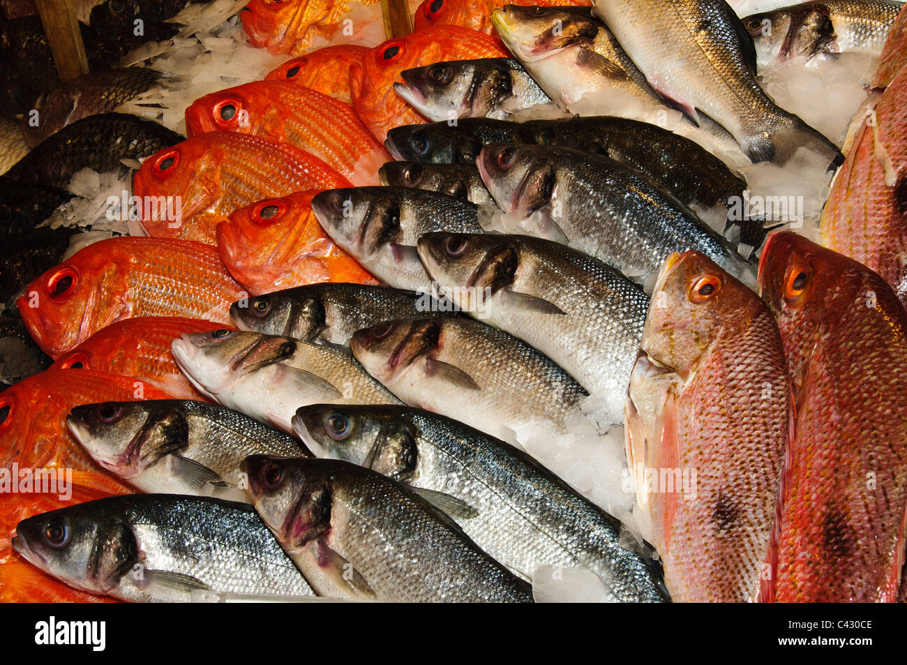 Fish Trader, Main Arcade, Pike Place Market, Seattle, Washington Stock Photo