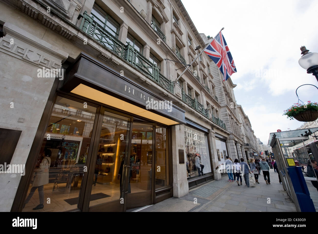 The storefront of the fashion brand Burberry on Regent Street, London. (Editorial use only). Stock Photo