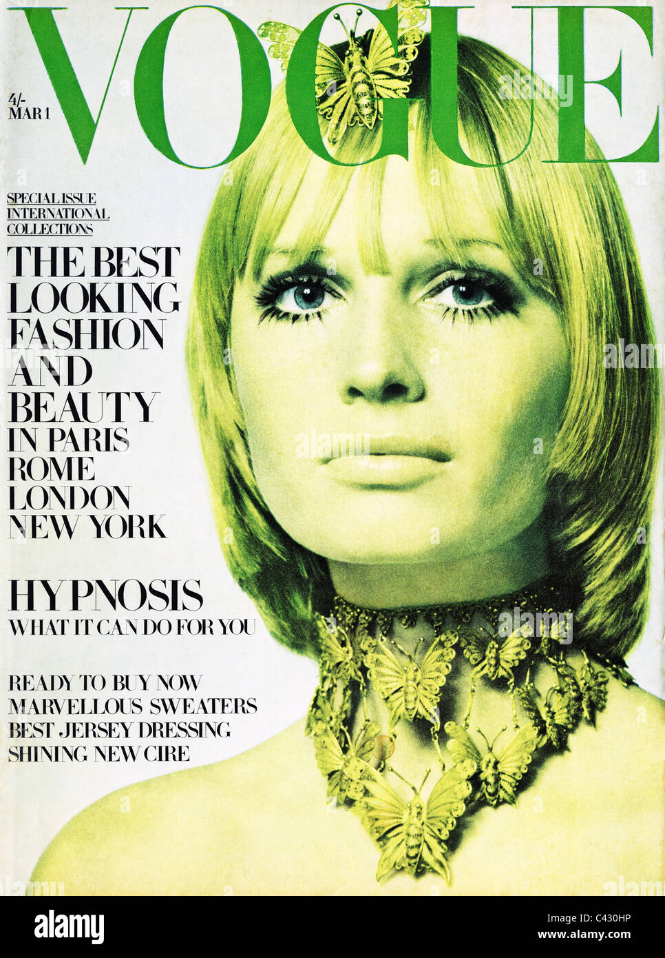 Cover of Vogue magazine 1st March 1969 photograph by David Bailey Stock Photo