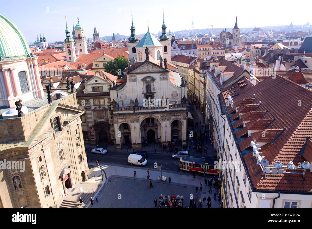 Aerial view of Prague Stock Photo