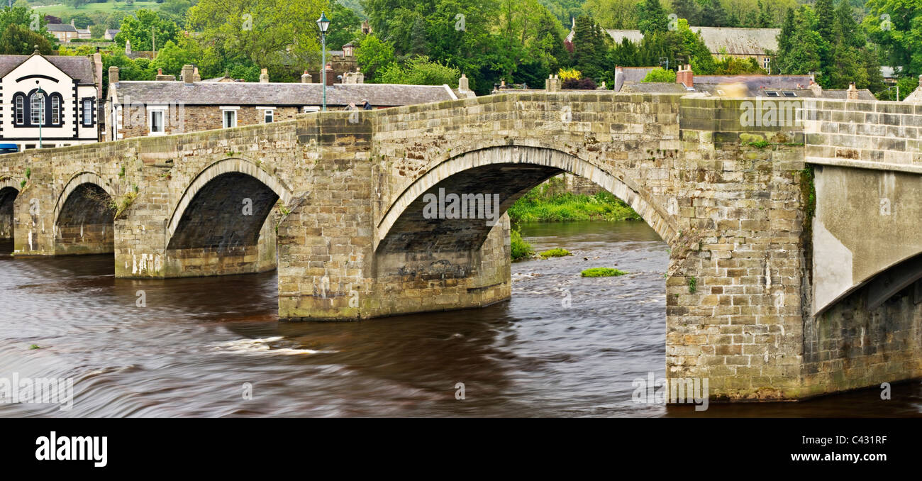 The original bridge after which the village of Haydon Bridge is named, Northumberland, England Stock Photo